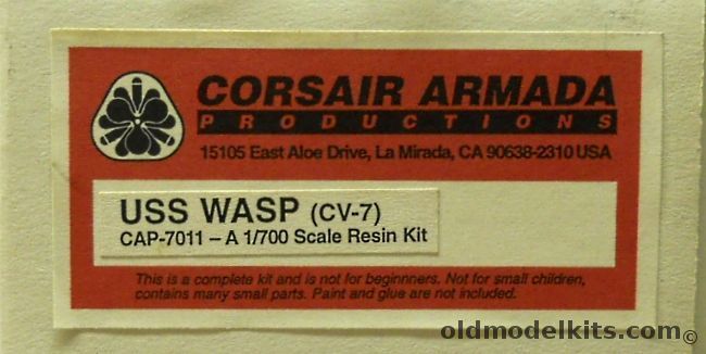 Corsair Armada 1/700 USS Wasp CV7 Aircraft Carrier, CAP-7011 plastic model kit